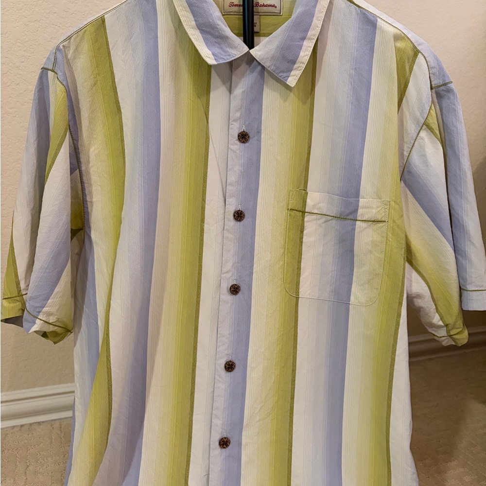 Tommy Bahama Silk Multicolor Striped Casual Shirt